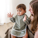 Sleeved Bib - Khaki Gingham