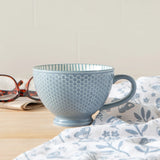 Slate Blue Stamped - Latte Stomeware Mug