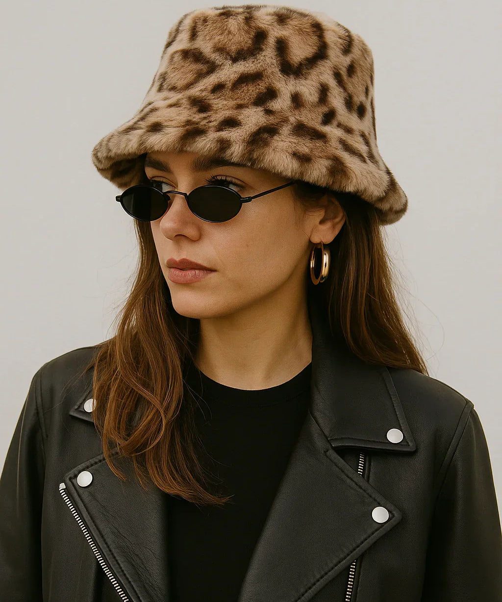 Animal Print Bucket Hat - Beige