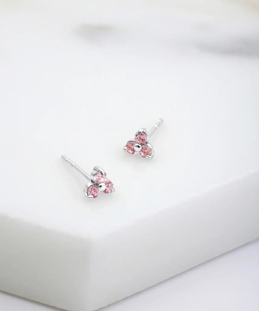 Crystal Cluster Stud - Pink