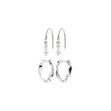 Morin Earrings 2-In-1 Set, Silver-Plated