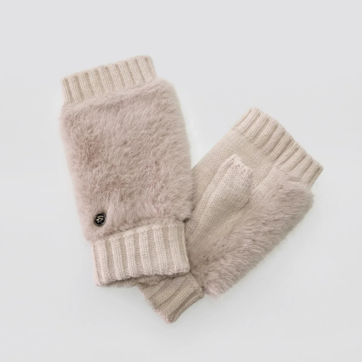 Fur Back Knit -  Fingerless Gloves