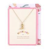 Pink Cowboy Boot Necklace with card