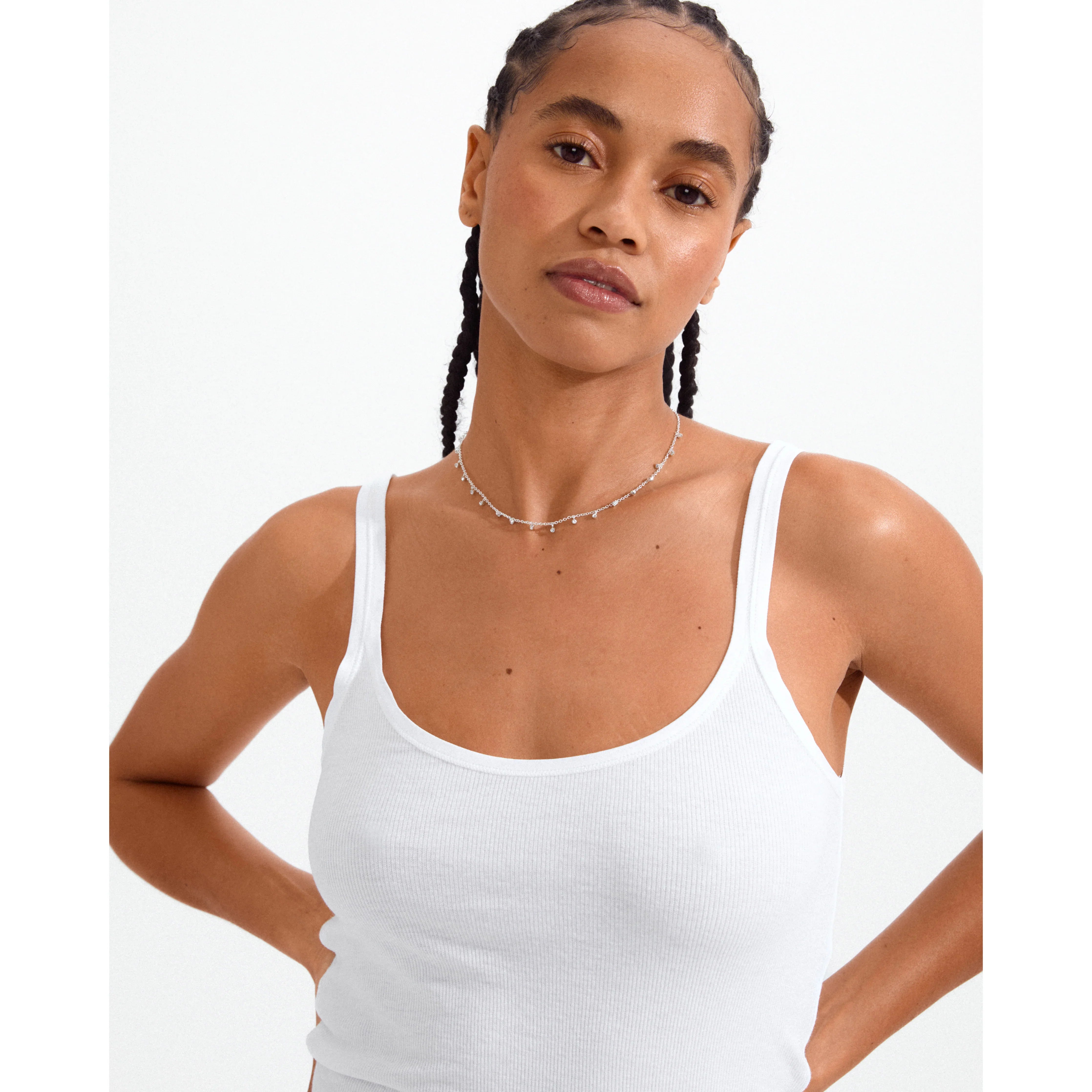 Maja Crystal Multi Drops Necklace - Silver Plated