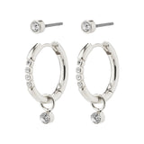 Elna Crystal Earrings 2 in 1 Set - Silver Plated