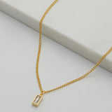 Crystal Baguette Necklace - Gold