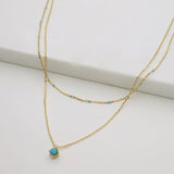 Layered Blue Mini Necklace - Gold