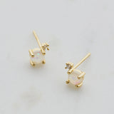 White Opal & Crystal Stud Earrings