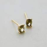 Oval Crystal Stud Earring - Green