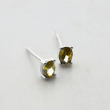 Oval Crystal Stud Earring - Green