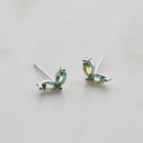 Double Crystal  Stud - Blue