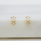 Crystal & Opal Cluster Stud Earrings