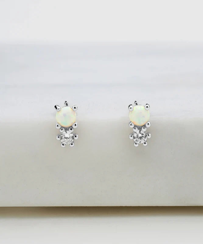 Crystal & Opal Cluster Stud Earrings