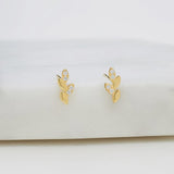 Crystal Leaf Stud Earrings