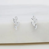 Crystal Leaf Stud Earrings