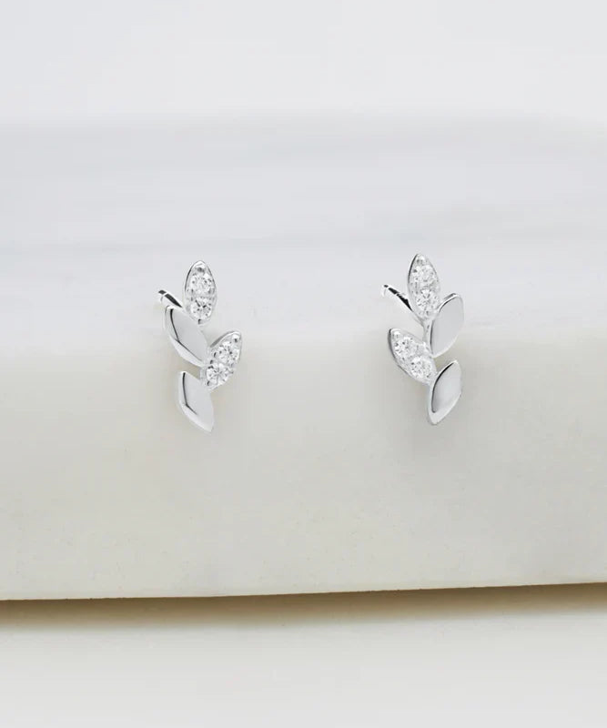 Crystal Leaf Stud Earrings