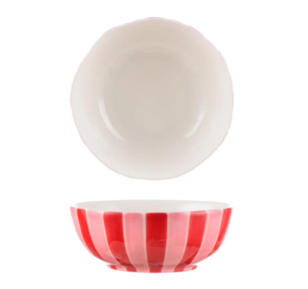 Medium Bowl - Pink and red stripe