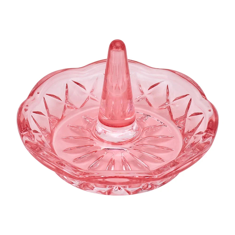 Ring Holder Glass Luxe Round - Pink