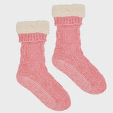 Chenille Lounge Sherpa Socks - Dark Pink