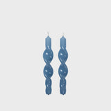 Broste Candle Twist S/2 - Glossy Dusty Blue