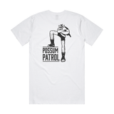 White t-shirt with black graphic of Possum ranger and the text Possum Patrol