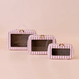 Rosé Pinstripe Cosmetic Nested Trio Set