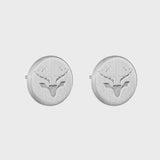 Round Untamed Antler Stud Earring - Silver