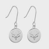 Round Untamed Antler Pendant Earring - Silver