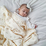 Organic Muslin Blanket Daisy with Lace