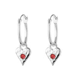 Love Heart Garnet Hoops