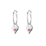 Love Heart Pink Tourmaline Hoops
