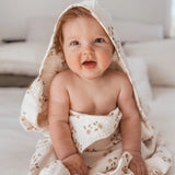 Organic Hooded Towel with Tassel Daisy