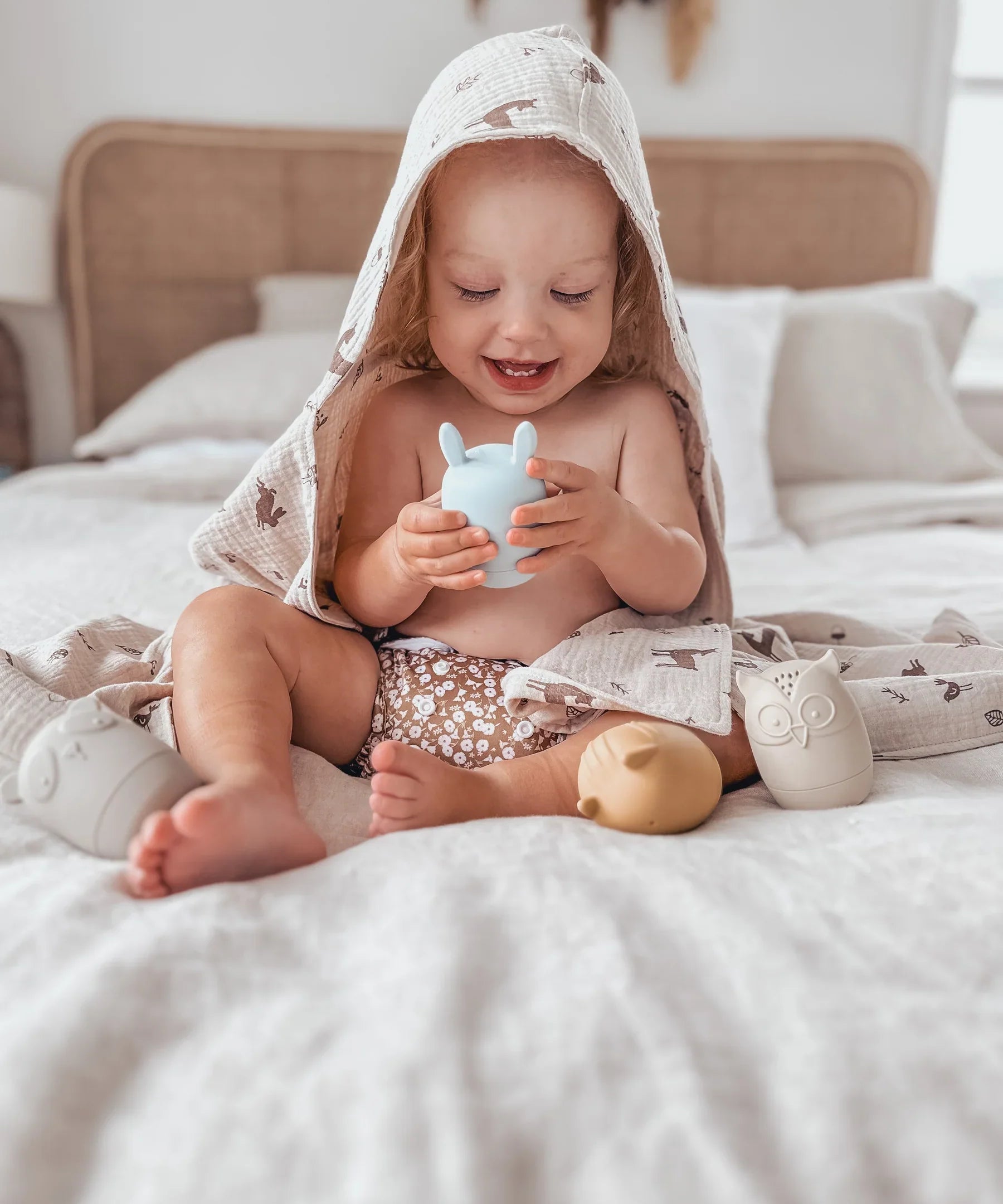 Organic Hooded Towel with Tassel Woodlands