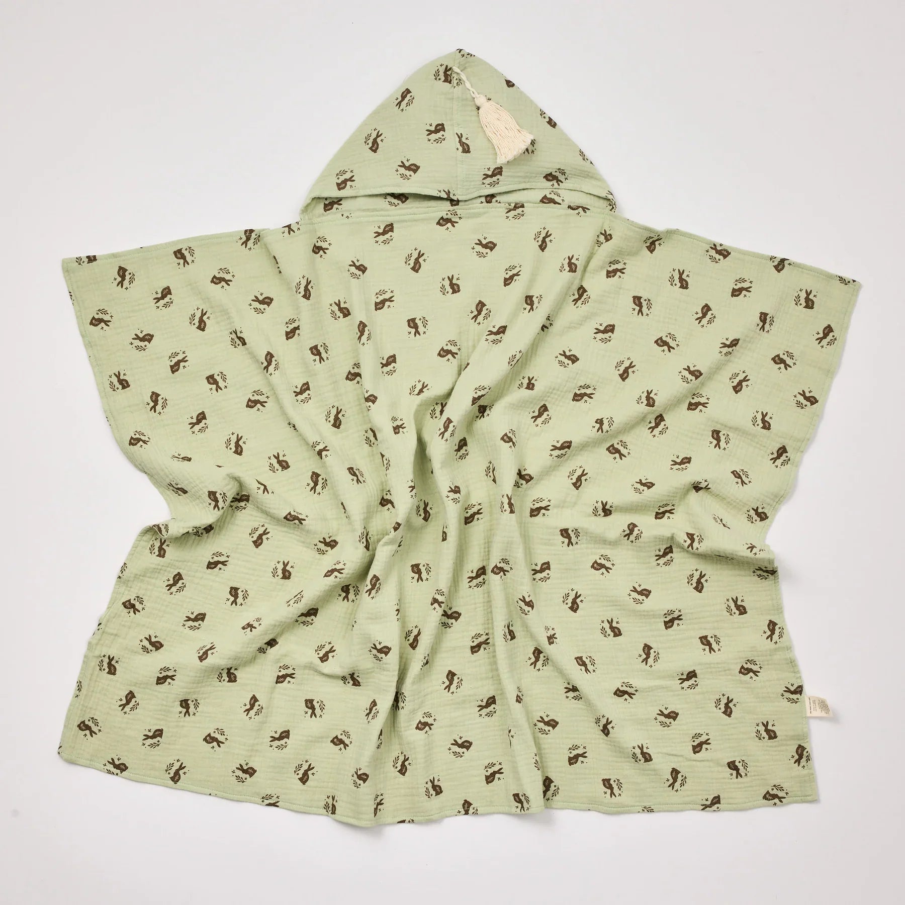 Organic Hooded Towel with Tassel Meadow