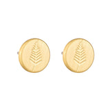 Round Fern Stud Earring - Gold