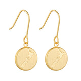 Round NZ Map Pendant Earrings