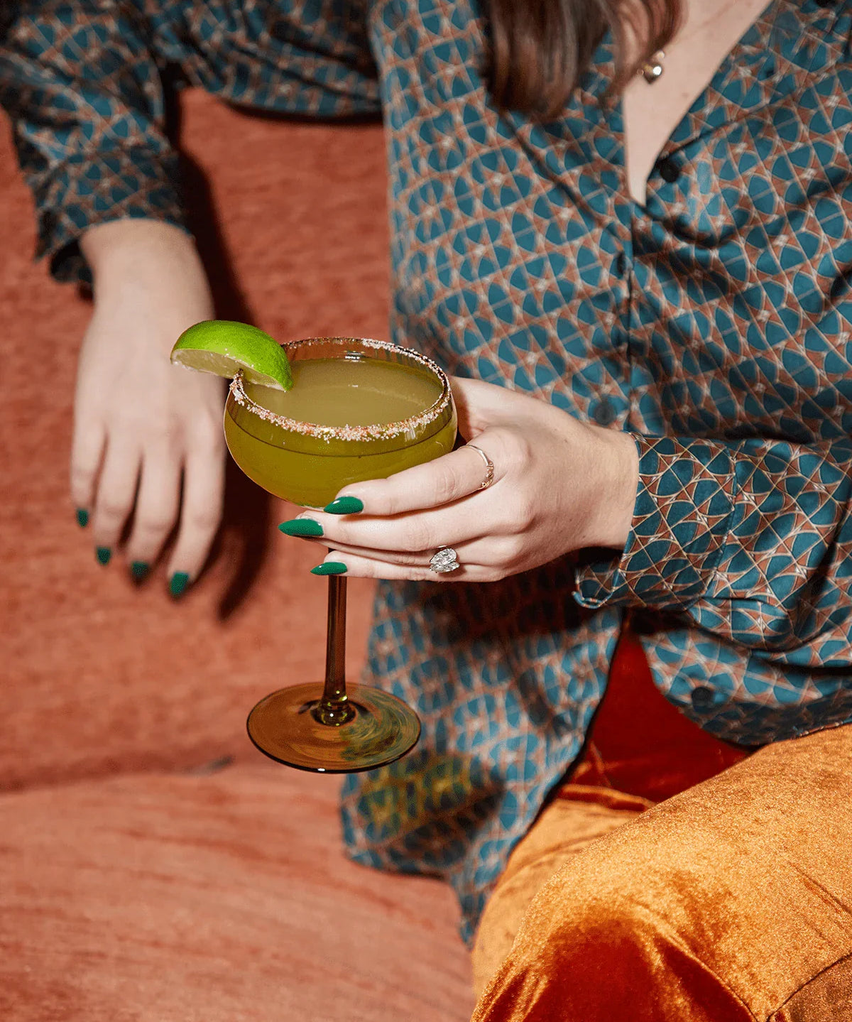 The Lou Coupe Glass - Set of 2 / Olive