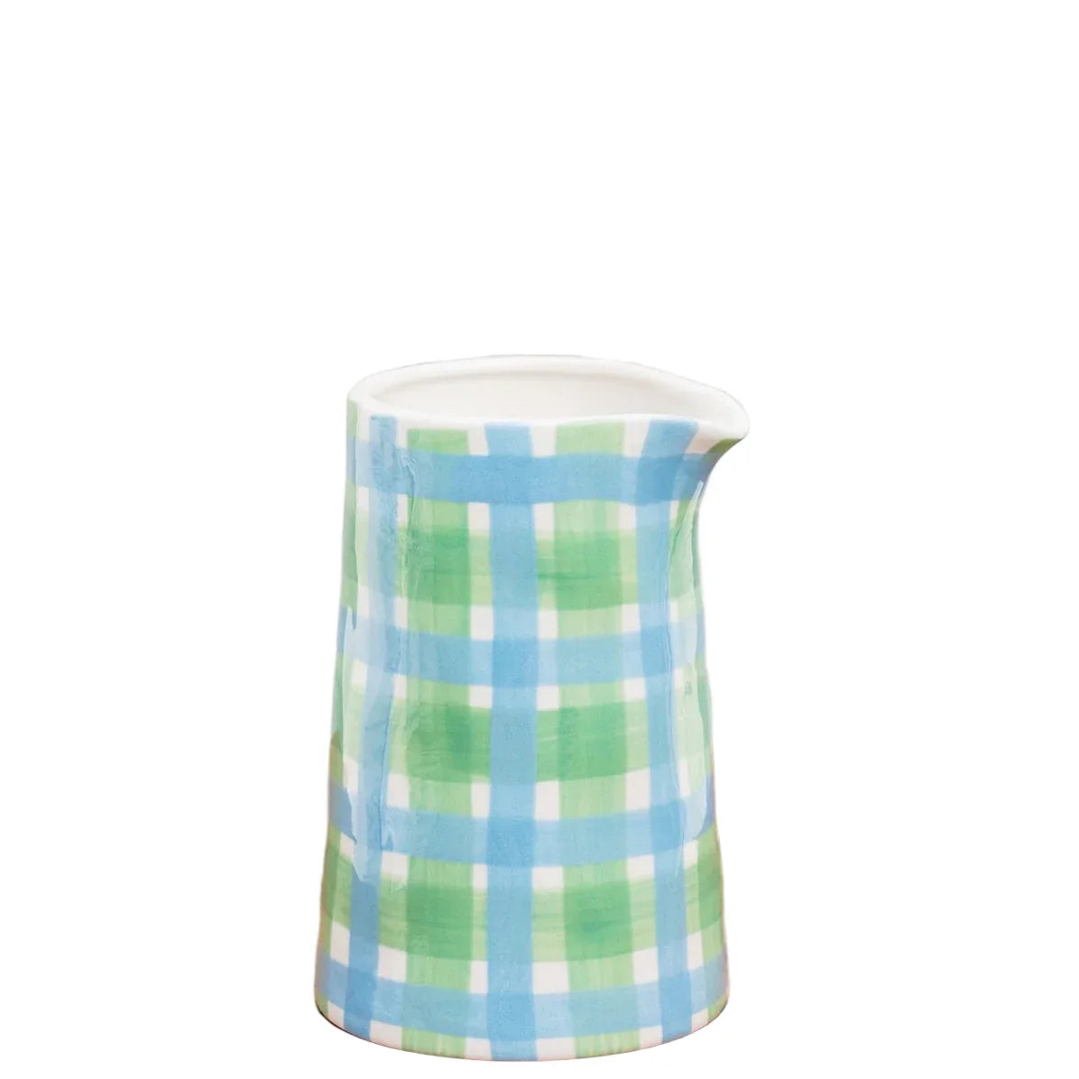 Milk Jug - Blue & Green Gingham