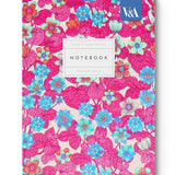 A5 Textured Soft Cover Notebook - Neon Floral Pink & Blue