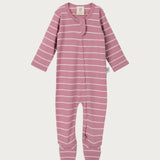 Merino Footed Onesie - Blossom Stripe