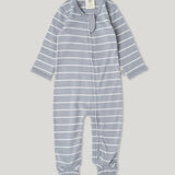 Merino Footed Onesie - Periwinkle Stripe
