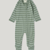 Merino Footed Onesie - Sage Stripe