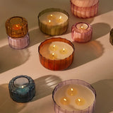Ripple Small Blue Glass Candle - Peppered Indigo