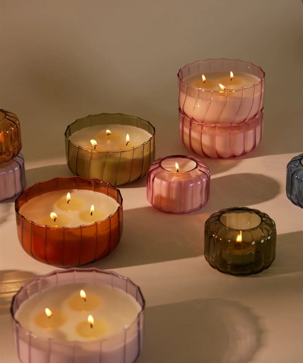 Ripple Small Green Glass Candle - Secret Garden