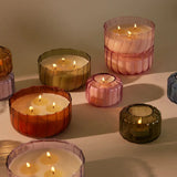 Ripple Small Pink Glass Candle-Desert Peach