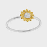 Delicate Sunflower Two Tone Ring