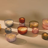 Ripple Small Pink Glass Candle-Desert Peach