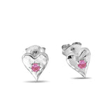 Love Heart Pink Tourmaline Studs