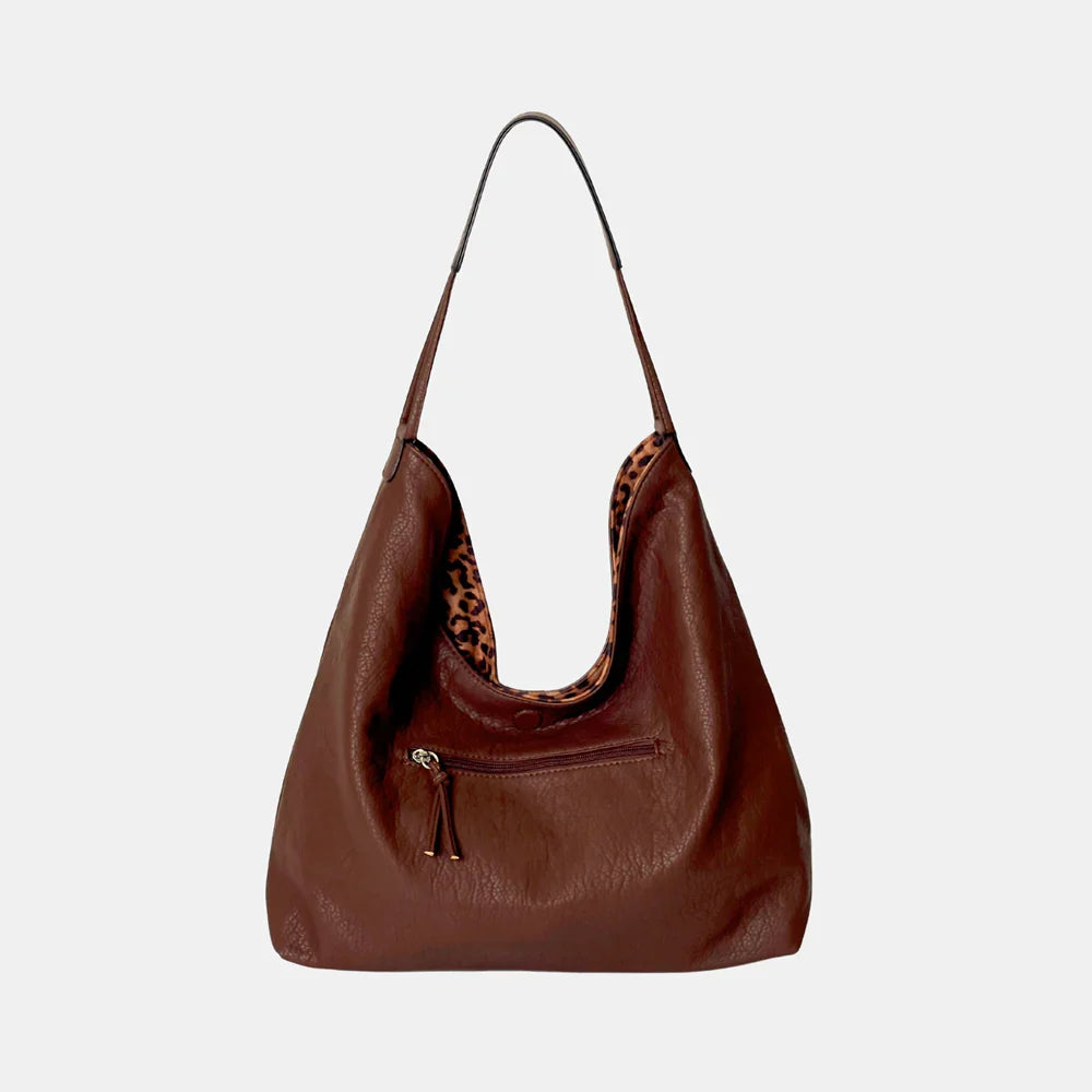 Fiona Reversible Shoulder Bag - Brown Leopard