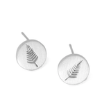 Round Fern Stud Earring - Silver